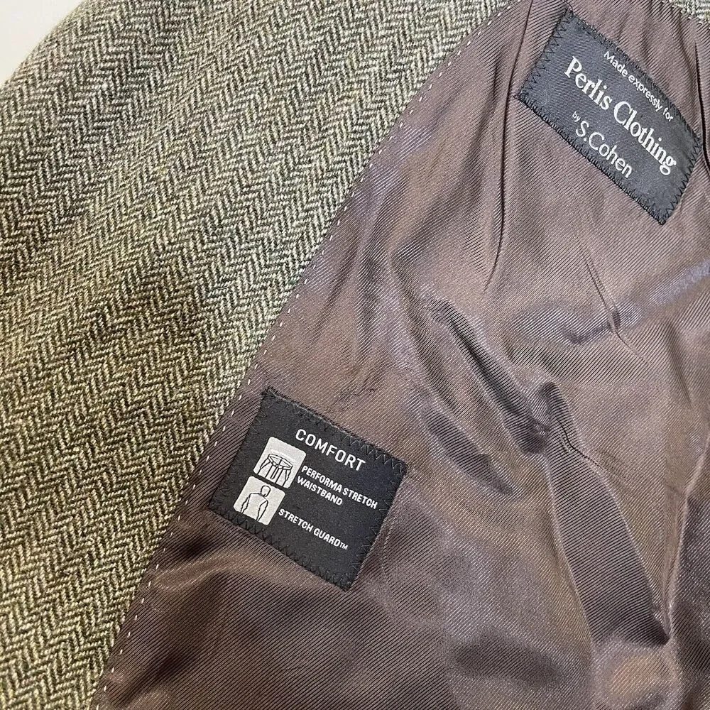 Lanificio di Pray 48R Blazer Sport Coat S.‎ Cohen Perlis Brown Wool Cashmere
